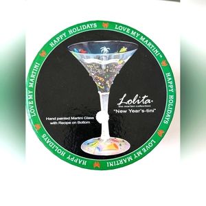 Lolita New Year's-tini Hand painted Martini Glass - Never Used